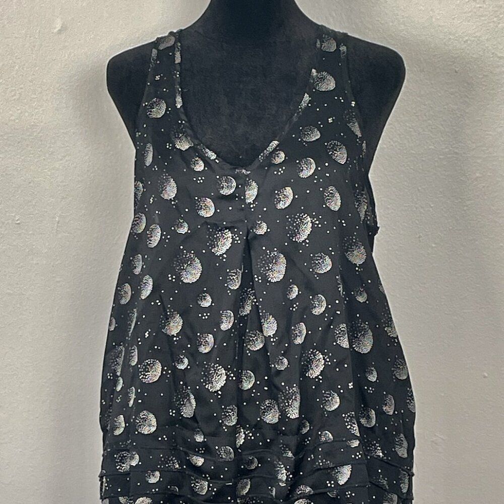 Abstract print short sleeve blouse